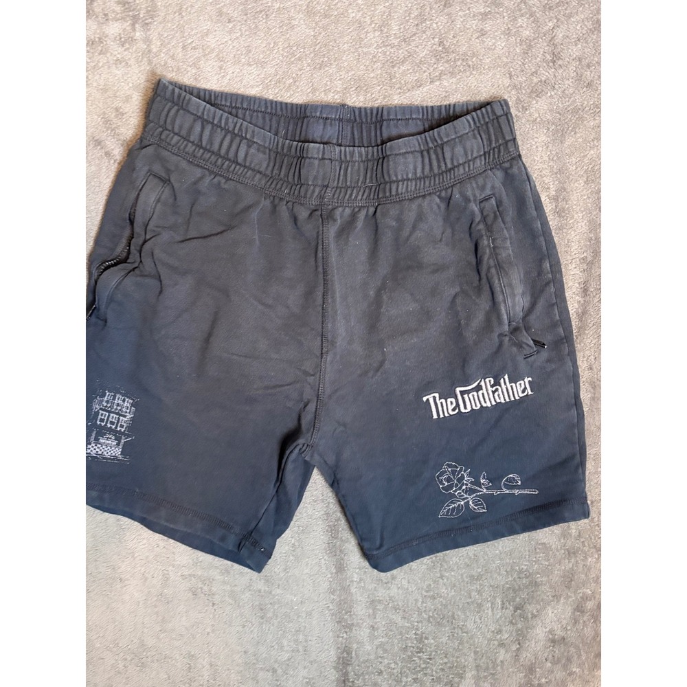 Shoe Palace The Godfather Mens Fleece Sweat Shorts Black Faded Movie Graphic M